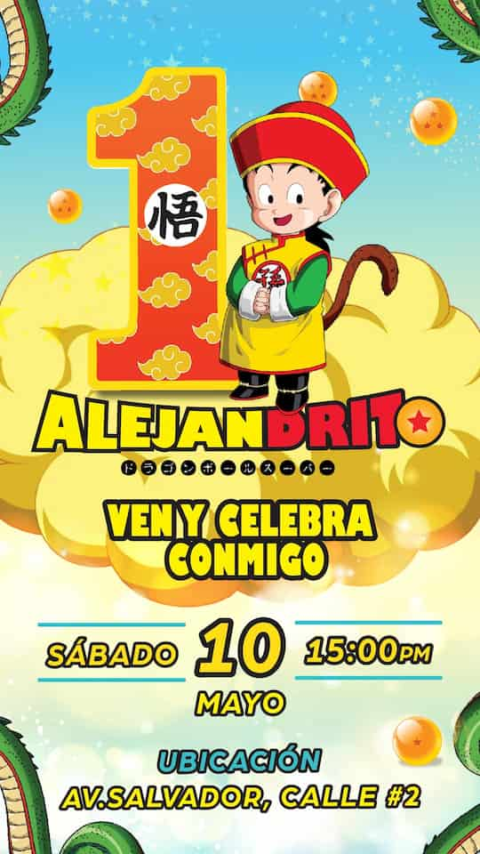 Invitación Gohan Dragon ball